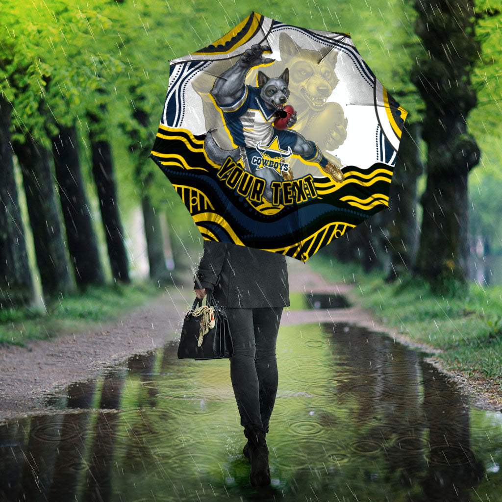 Personalized Melbourne Storm Umbrella Aboriginal Dot Art - Dreamtime Rugby Mascot