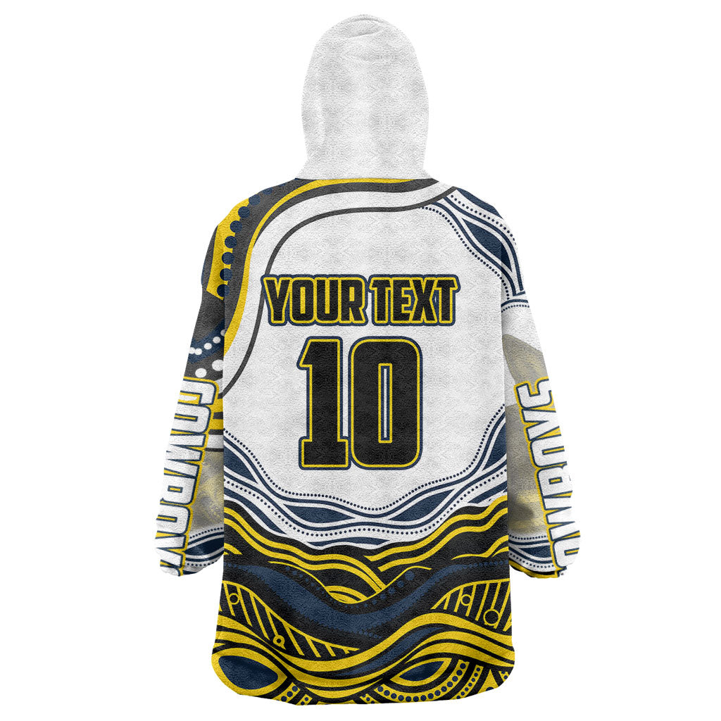 Personalized Melbourne Storm Wearable Blanket Hoodie Aboriginal Dot Art - Dreamtime Rugby Mascot
