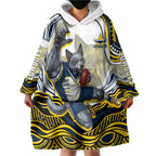 Personalized Melbourne Storm Wearable Blanket Hoodie Aboriginal Dot Art - Dreamtime Rugby Mascot