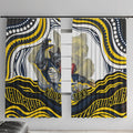 Personalized Melbourne Storm Window Curtain Aboriginal Dot Art - Dreamtime Rugby Mascot