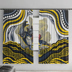 Personalized Melbourne Storm Window Curtain Aboriginal Dot Art - Dreamtime Rugby Mascot