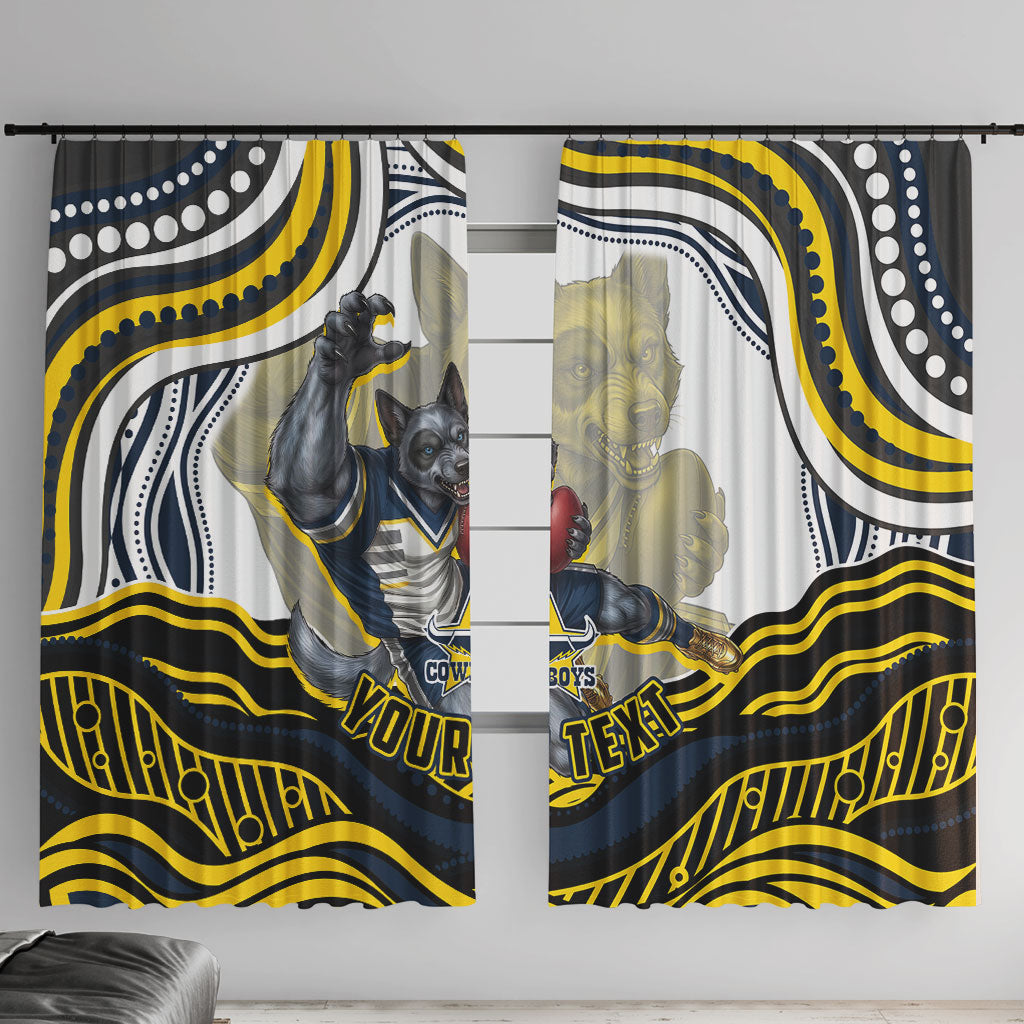 Personalized Melbourne Storm Window Curtain Aboriginal Dot Art - Dreamtime Rugby Mascot