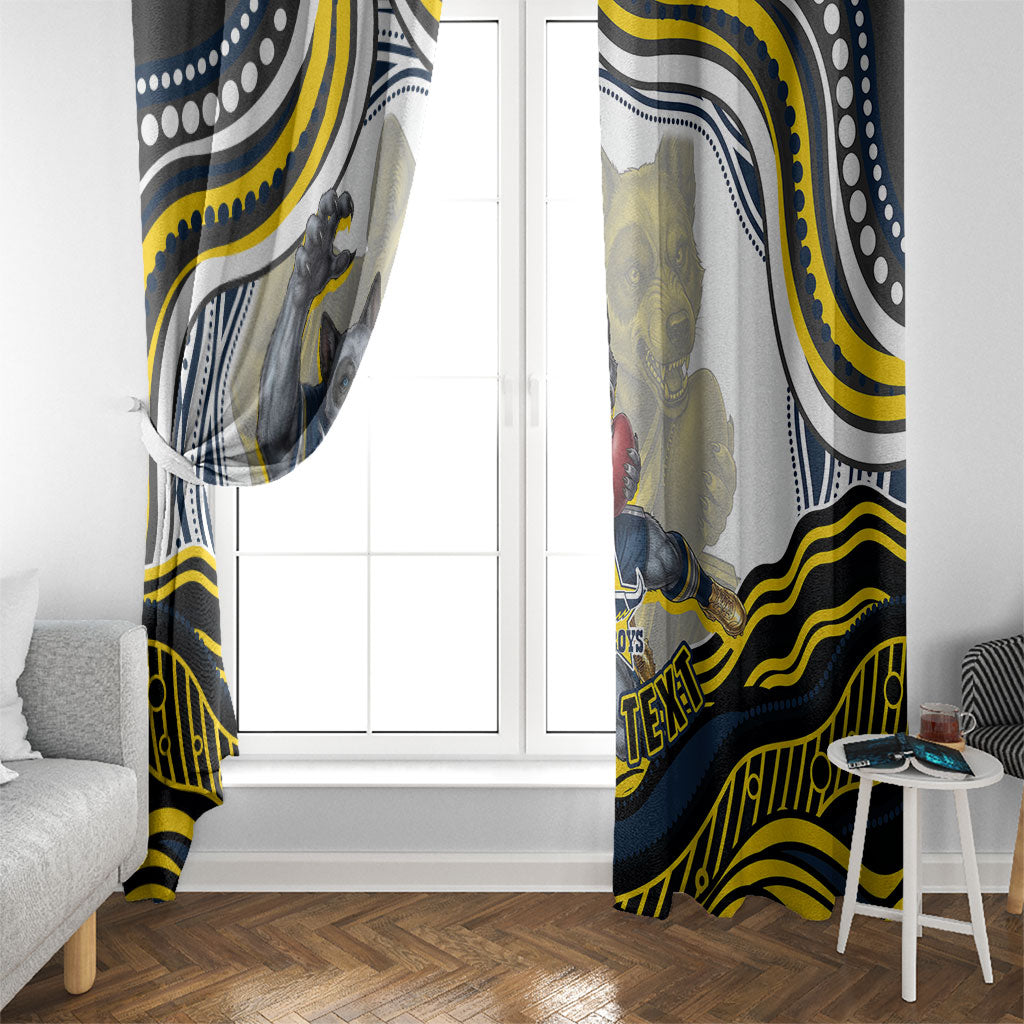 Personalized Melbourne Storm Window Curtain Aboriginal Dot Art - Dreamtime Rugby Mascot