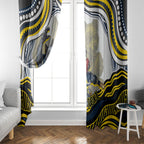 Personalized Melbourne Storm Window Curtain Aboriginal Dot Art - Dreamtime Rugby Mascot