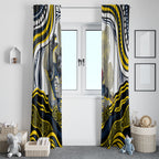 Personalized Melbourne Storm Window Curtain Aboriginal Dot Art - Dreamtime Rugby Mascot