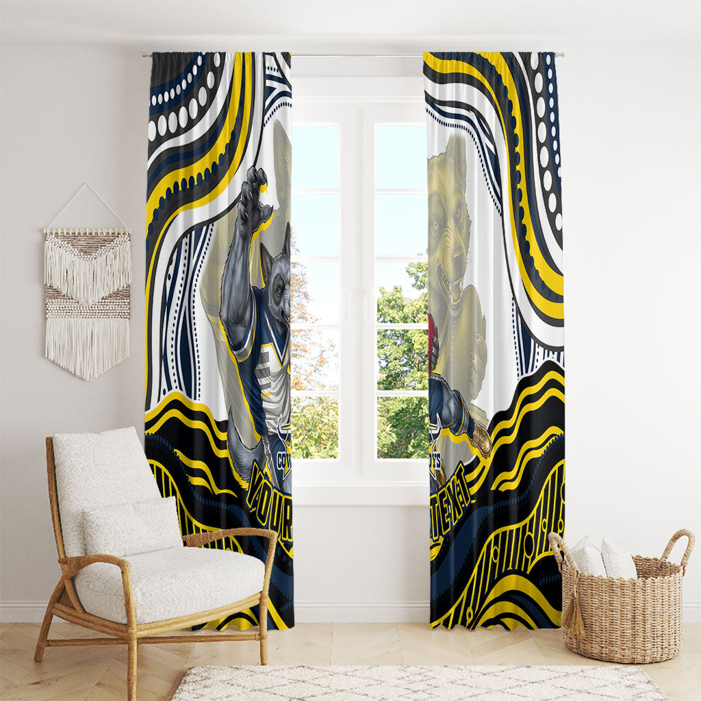 Personalized Melbourne Storm Window Curtain Aboriginal Dot Art - Dreamtime Rugby Mascot