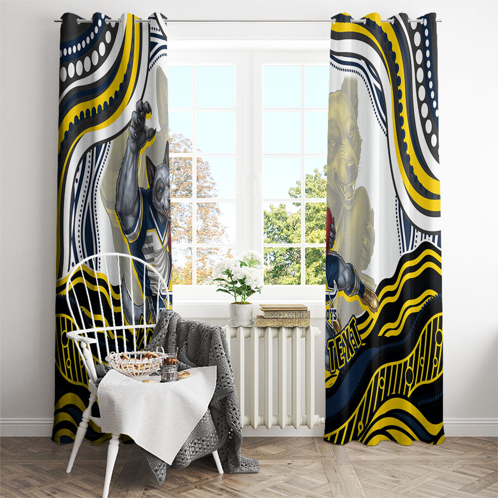 Personalized Melbourne Storm Window Curtain Aboriginal Dot Art - Dreamtime Rugby Mascot