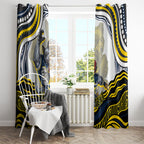 Personalized Melbourne Storm Window Curtain Aboriginal Dot Art - Dreamtime Rugby Mascot