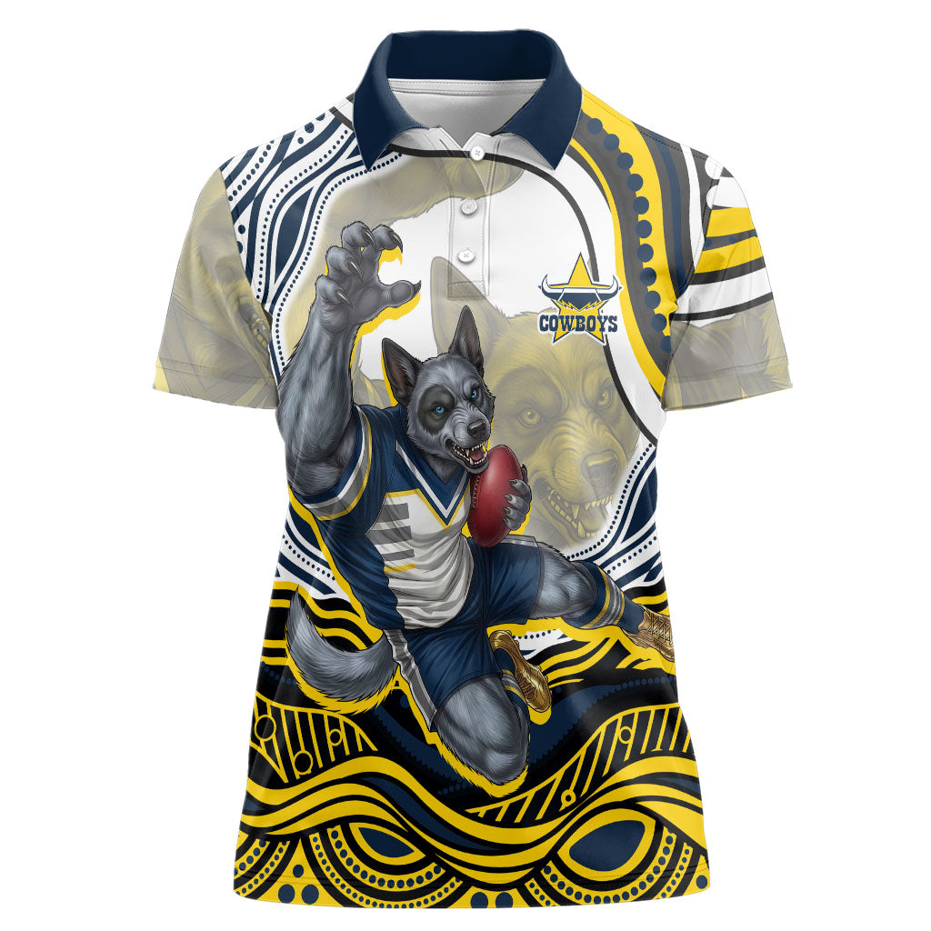 Personalized Melbourne Storm Women Polo Shirt Aboriginal Dot Art - Dreamtime Rugby Mascot
