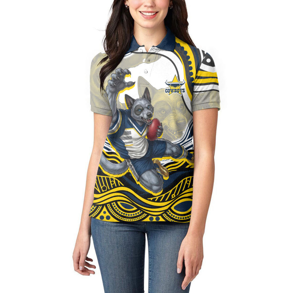 Personalized Melbourne Storm Women Polo Shirt Aboriginal Dot Art - Dreamtime Rugby Mascot