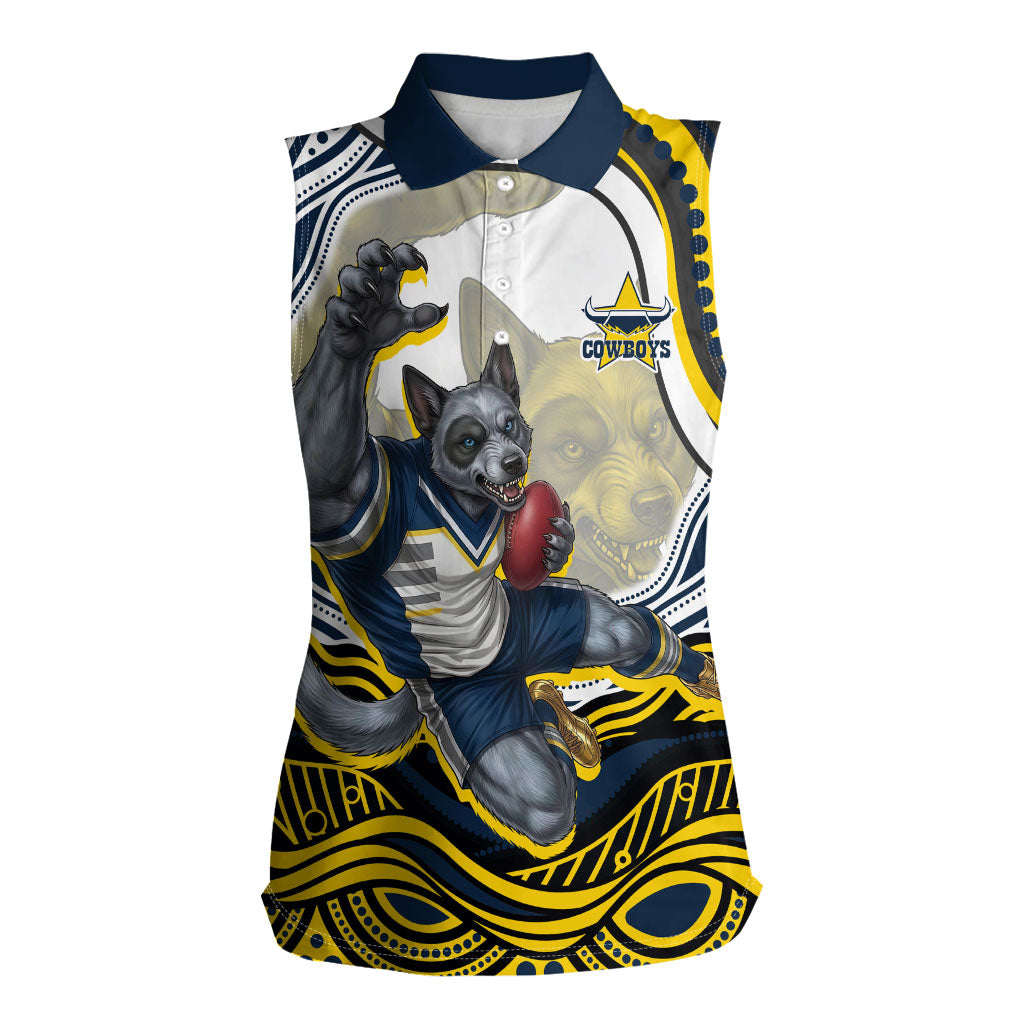 Personalized Melbourne Storm Women Sleeveless Polo Shirt Aboriginal Dot Art - Dreamtime Rugby Mascot