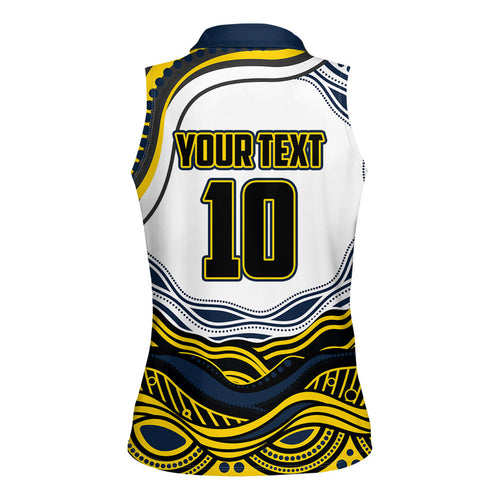 Personalized Melbourne Storm Women Sleeveless Polo Shirt Aboriginal Dot Art - Dreamtime Rugby Mascot
