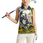Personalized Melbourne Storm Women Sleeveless Polo Shirt Aboriginal Dot Art - Dreamtime Rugby Mascot