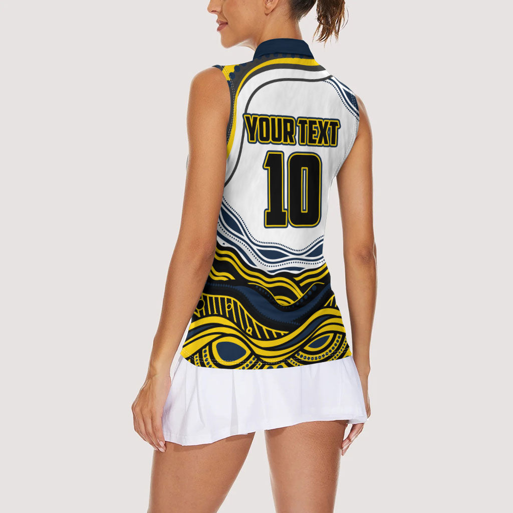 Personalized Melbourne Storm Women Sleeveless Polo Shirt Aboriginal Dot Art - Dreamtime Rugby Mascot