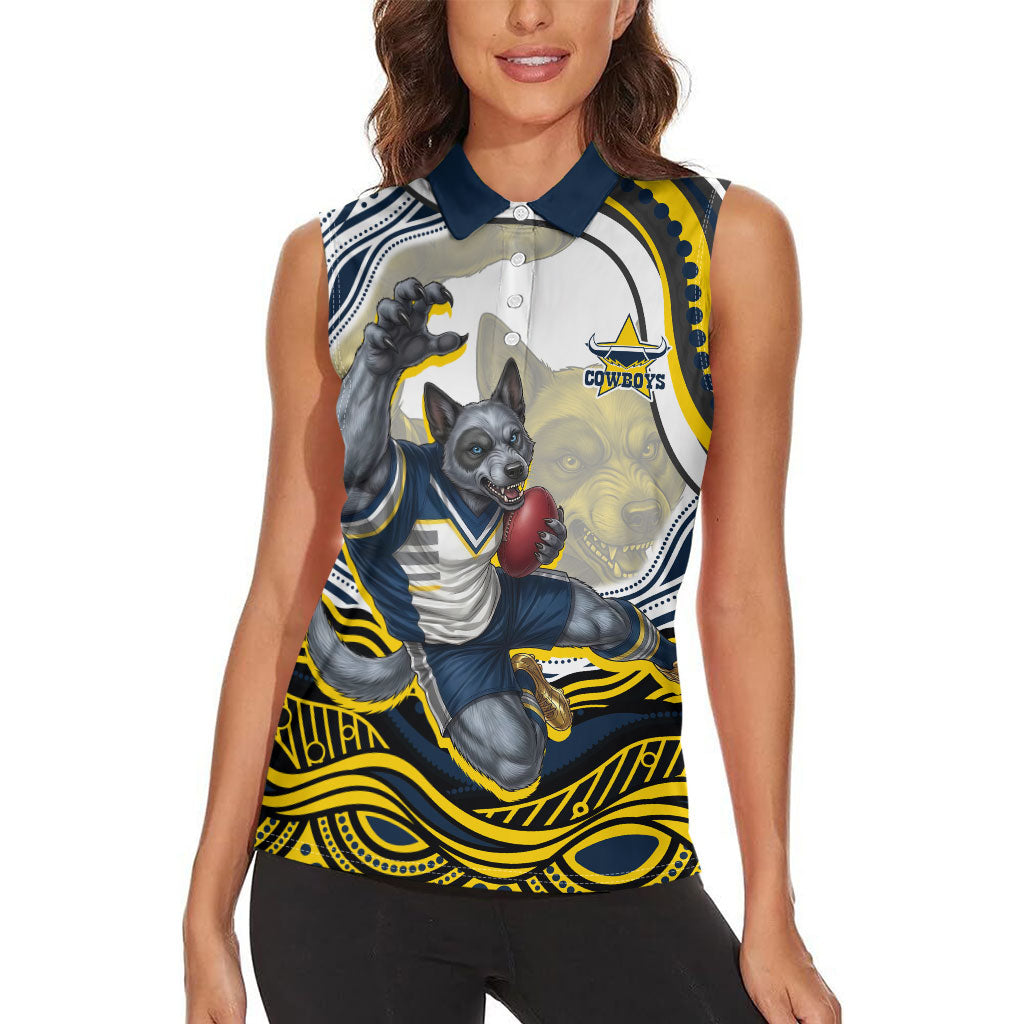 Personalized Melbourne Storm Women Sleeveless Polo Shirt Aboriginal Dot Art - Dreamtime Rugby Mascot