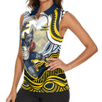 Personalized Melbourne Storm Women Sleeveless Polo Shirt Aboriginal Dot Art - Dreamtime Rugby Mascot