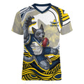 Personalized Melbourne Storm Women V-Neck T-Shirt Aboriginal Dot Art - Dreamtime Rugby Mascot