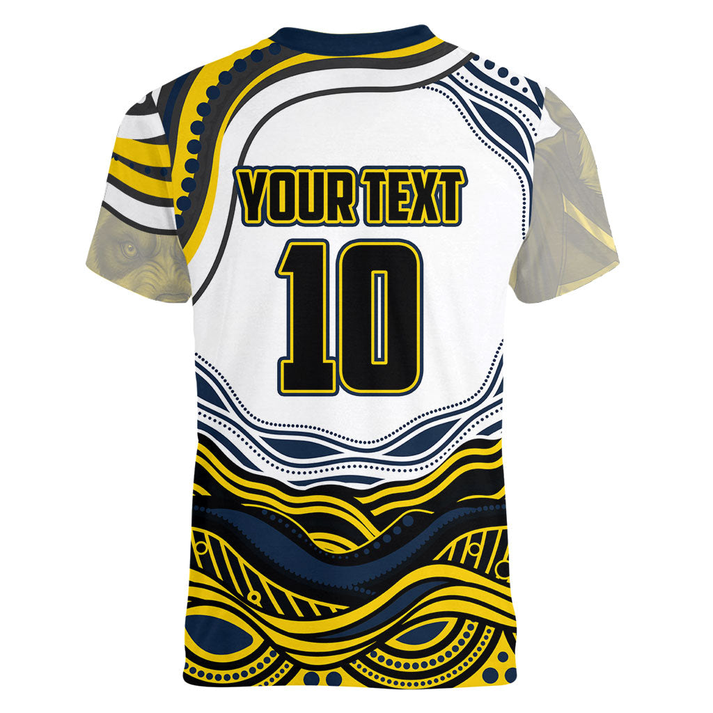 Personalized Melbourne Storm Women V-Neck T-Shirt Aboriginal Dot Art - Dreamtime Rugby Mascot