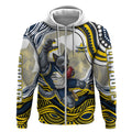 Personalized Melbourne Storm Zip Hoodie Aboriginal Dot Art - Dreamtime Rugby Mascot