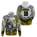 Personalized Melbourne Storm Zip Hoodie Aboriginal Dot Art - Dreamtime Rugby Mascot
