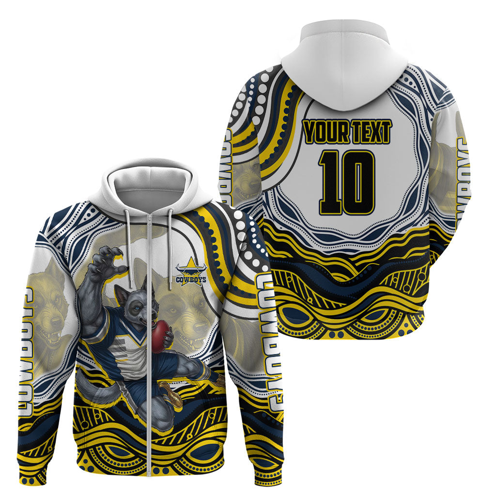 Personalized Melbourne Storm Zip Hoodie Aboriginal Dot Art - Dreamtime Rugby Mascot