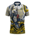 Personalized Melbourne Storm Zipper Polo Shirt Aboriginal Dot Art - Dreamtime Rugby Mascot