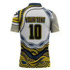 Personalized Melbourne Storm Zipper Polo Shirt Aboriginal Dot Art - Dreamtime Rugby Mascot