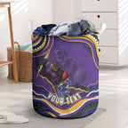 Personalized Gold Coast Titans Laundry Basket Aboriginal Dot Art - Dreamtime Rugby Mascot