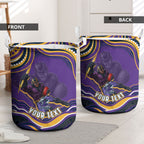 Personalized Gold Coast Titans Laundry Basket Aboriginal Dot Art - Dreamtime Rugby Mascot
