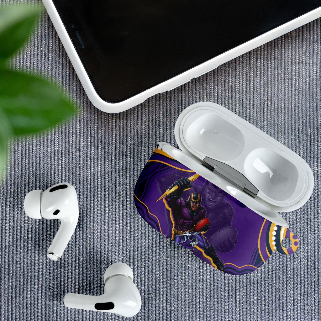 Personalized Gold Coast Titans AirPods Case Aboriginal Dot Art - Dreamtime Rugby Mascot