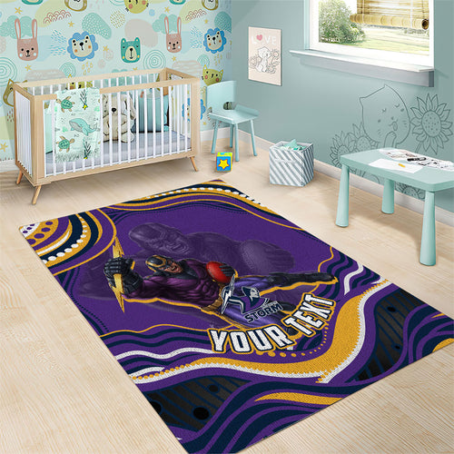 Personalized Gold Coast Titans Area Rug Aboriginal Dot Art - Dreamtime Rugby Mascot