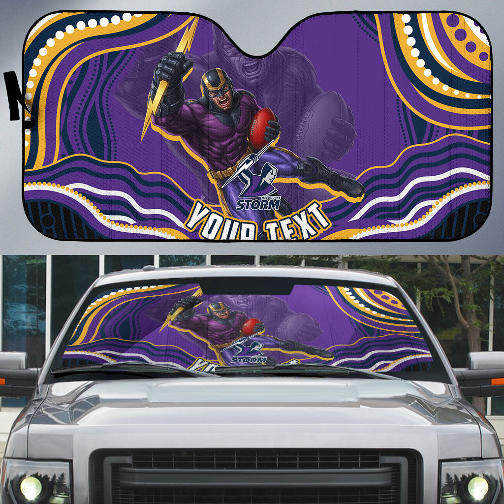 Personalized Gold Coast Titans Auto Sun Shade Aboriginal Dot Art - Dreamtime Rugby Mascot