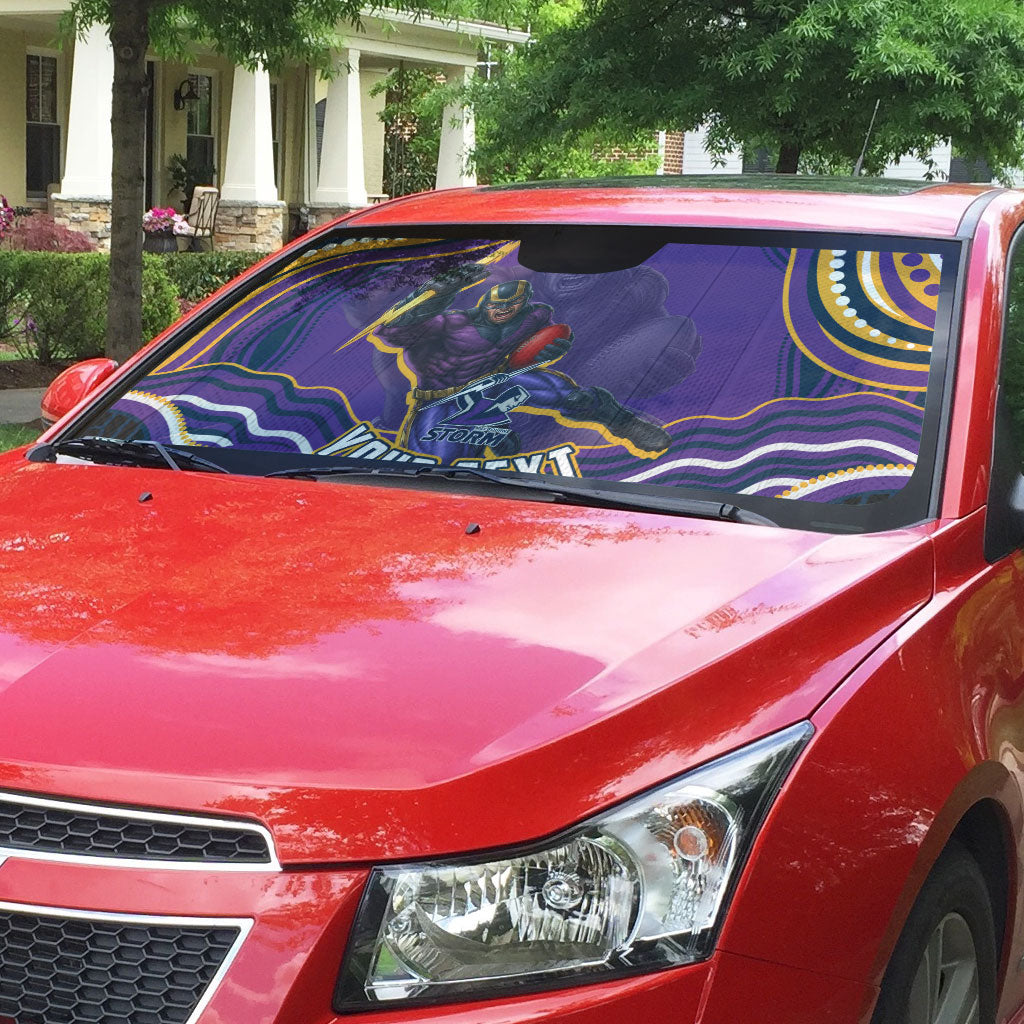 Personalized Gold Coast Titans Auto Sun Shade Aboriginal Dot Art - Dreamtime Rugby Mascot