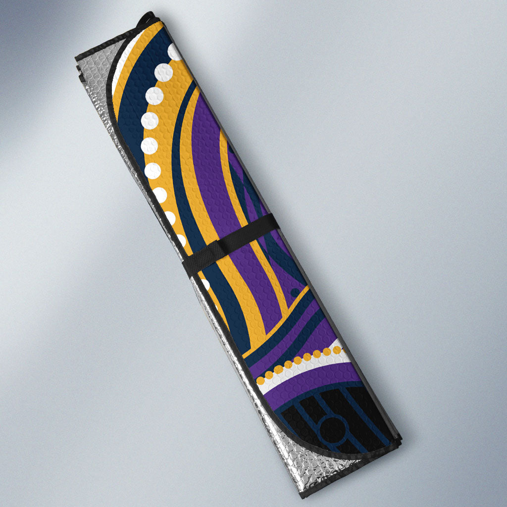Personalized Gold Coast Titans Auto Sun Shade Aboriginal Dot Art - Dreamtime Rugby Mascot