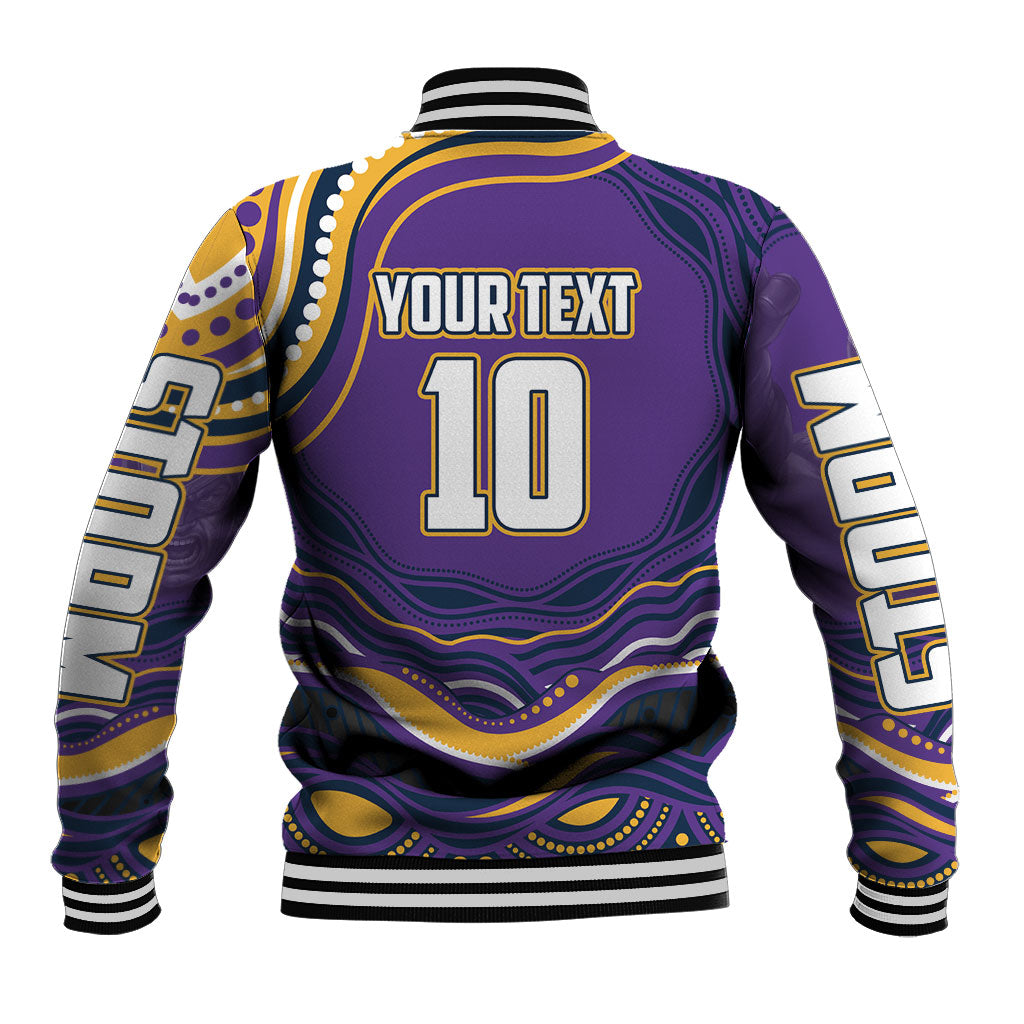 Personalized Gold Coast Titans Baseball Jacket Aboriginal Dot Art - Dreamtime Rugby Mascot