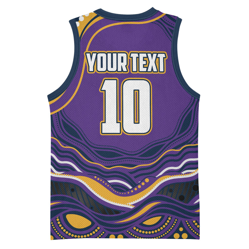 Personalized Gold Coast Titans Basketball Jersey Aboriginal Dot Art - Dreamtime Rugby Mascot