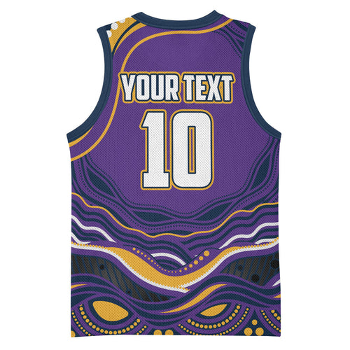 Personalized Gold Coast Titans Basketball Jersey Aboriginal Dot Art - Dreamtime Rugby Mascot
