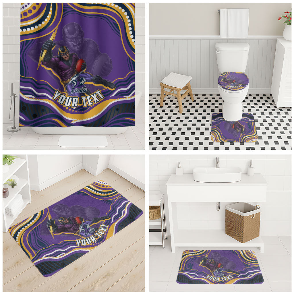 Personalized Gold Coast Titans Bathroom Set Aboriginal Dot Art - Dreamtime Rugby Mascot