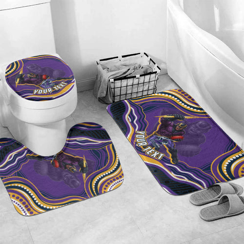 Personalized Gold Coast Titans Bathroom Set Aboriginal Dot Art - Dreamtime Rugby Mascot