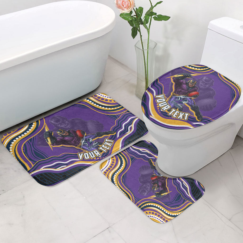 Personalized Gold Coast Titans Bathroom Set Aboriginal Dot Art - Dreamtime Rugby Mascot