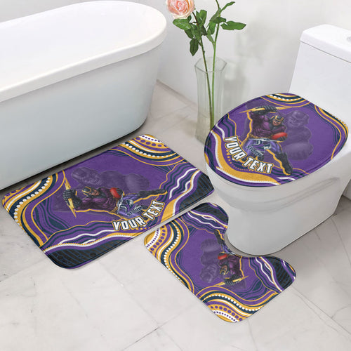 Personalized Gold Coast Titans Bathroom Set Aboriginal Dot Art - Dreamtime Rugby Mascot