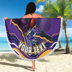 Personalized Gold Coast Titans Beach Blanket Aboriginal Dot Art - Dreamtime Rugby Mascot