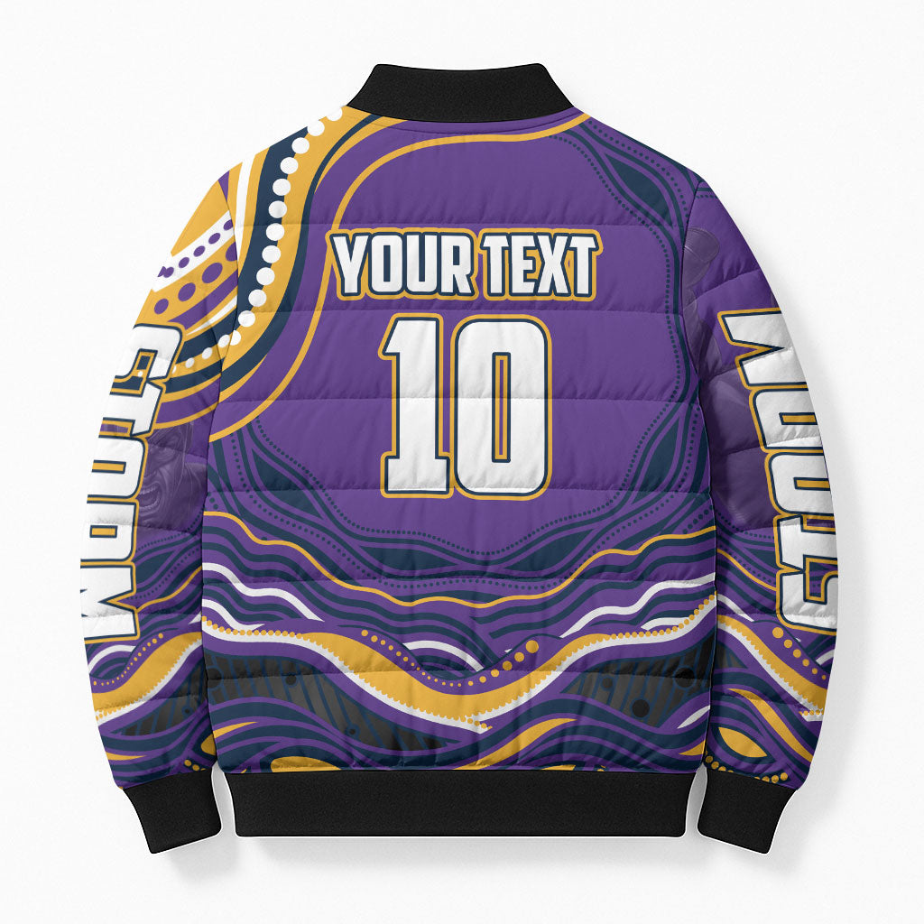Personalized Gold Coast Titans Bomber Puffer Jacket Aboriginal Dot Art - Dreamtime Rugby Mascot