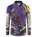 Personalized Gold Coast Titans Button Sweatshirt Aboriginal Dot Art - Dreamtime Rugby Mascot