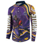 Personalized Gold Coast Titans Button Sweatshirt Aboriginal Dot Art - Dreamtime Rugby Mascot