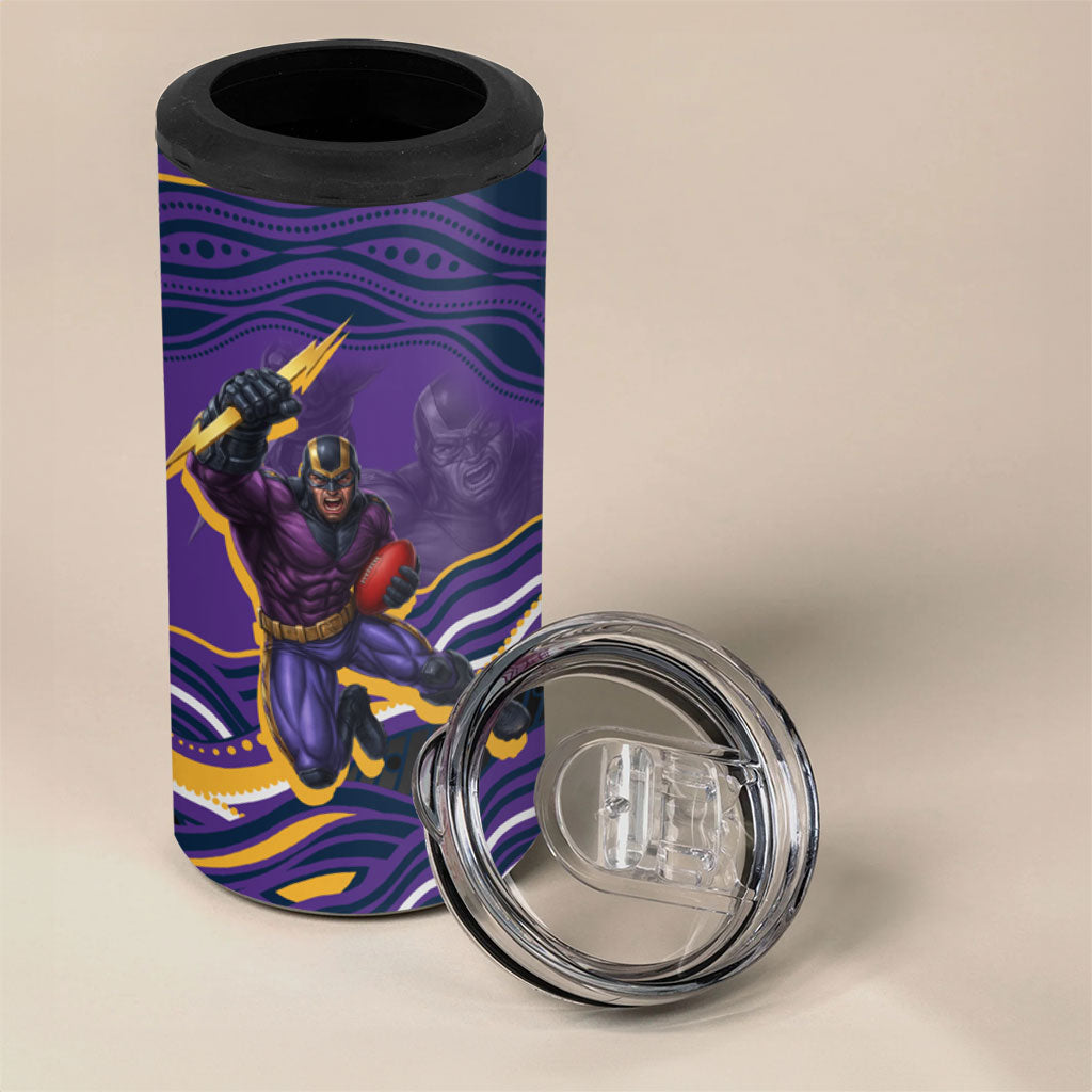 Personalized Gold Coast Titans 4 in 1 Can Cooler Tumbler Aboriginal Dot Art - Dreamtime Rugby Mascot