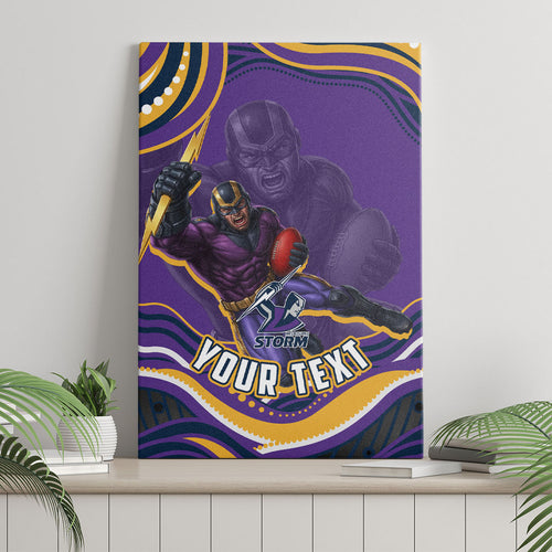 Personalized Gold Coast Titans Canvas Wall Art Aboriginal Dot Art - Dreamtime Rugby Mascot