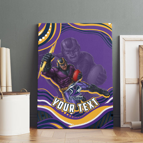 Personalized Gold Coast Titans Canvas Wall Art Aboriginal Dot Art - Dreamtime Rugby Mascot