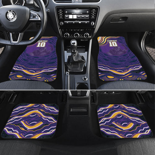 Personalized Gold Coast Titans Car Mats Aboriginal Dot Art - Dreamtime Rugby Mascot