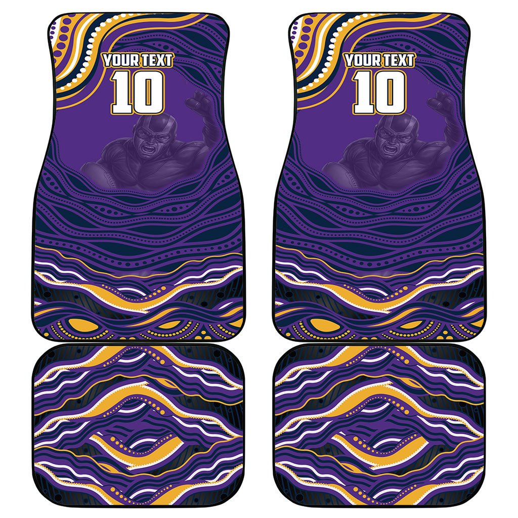 Personalized Gold Coast Titans Car Mats Aboriginal Dot Art - Dreamtime Rugby Mascot
